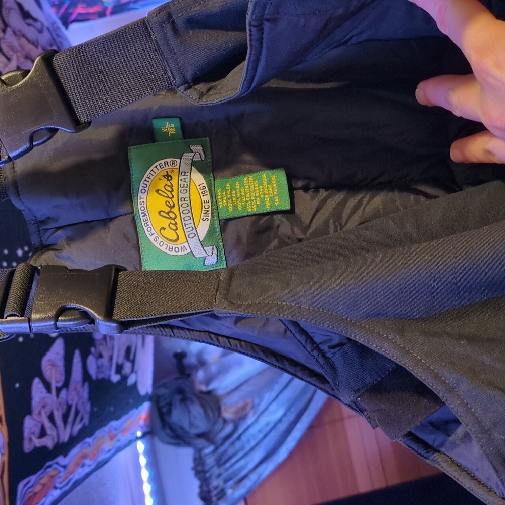 Cabela's bibs, XL, black.